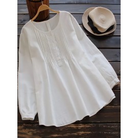 Solid Crew Neck Long Sleeve T-Shirt, Casual Every Day Top For Fall & Spring, Women's Clothing