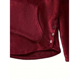 Cat Face & Letter Print Ear Decor Hoodie, Cute Kangaroo Pocket Asymmetrical Hoodies Sweatshirt, Women's Clothing