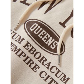 Letter Print Drawstring Hoodie, Casual Long Sleeve Drop Shoulder Hoodie, Women's Clothing