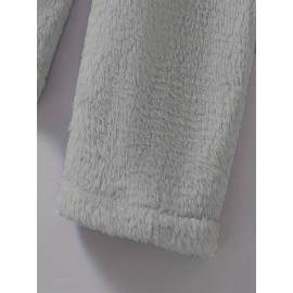 Fuzzy Cat Ear Hoodie, Loose Oversized Front Pocket Hooded Sweater, Loungewear & Casual Tops For Winter, Women's Clothing